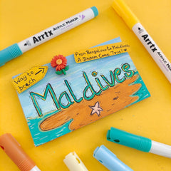 Hand-Painted Maldives Postcard Art – By Ayesha Firoz
